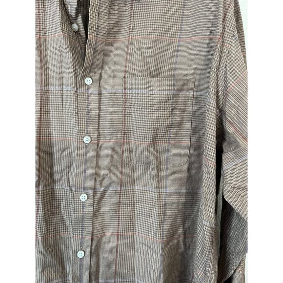 Lincs DC & Company Mens Button-Down Plaid Shirt Size XL Brown Long Sleeve Casual - Picture 3 of 10